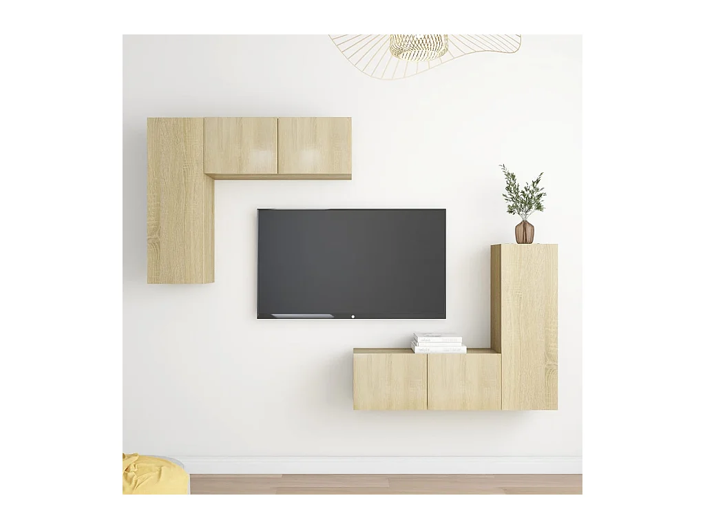 Chelles  Ensemble de meubles TV 4 pcs Chêne sonoma Bois d'ingénierie