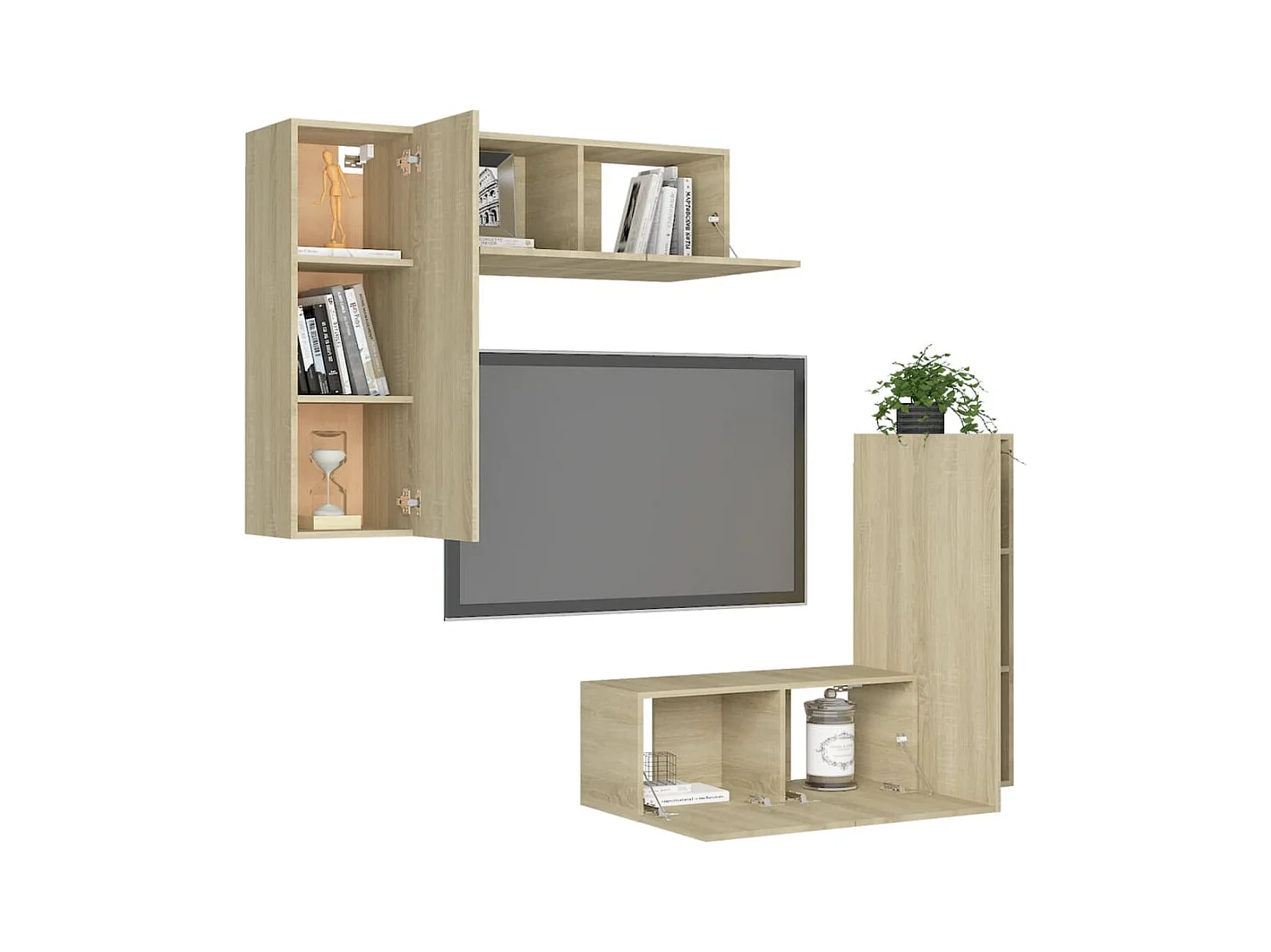 Chelles  Ensemble de meubles TV 4 pcs Chêne sonoma Bois d'ingénierie