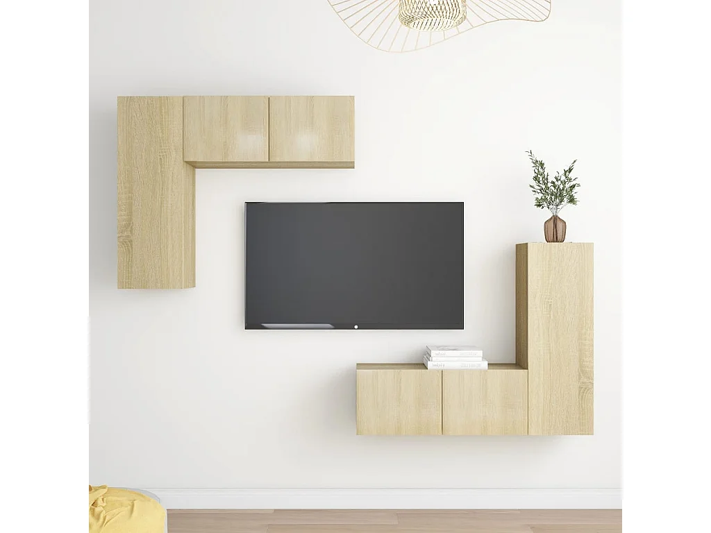 Chelles  Ensemble de meubles TV 4 pcs Chêne sonoma Bois d'ingénierie