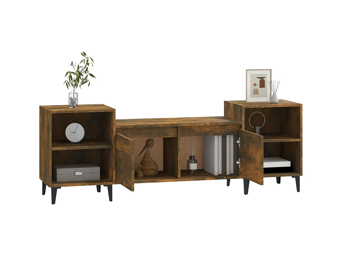 Blakely  Meuble TV Chêne fumé 160x35x55 cm Bois d'ingénierie