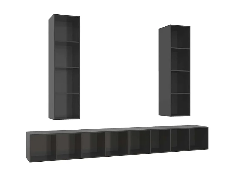 Grete Marie  Tv-wandmeubelen 4 st bewerkt hout hoogglans grijs