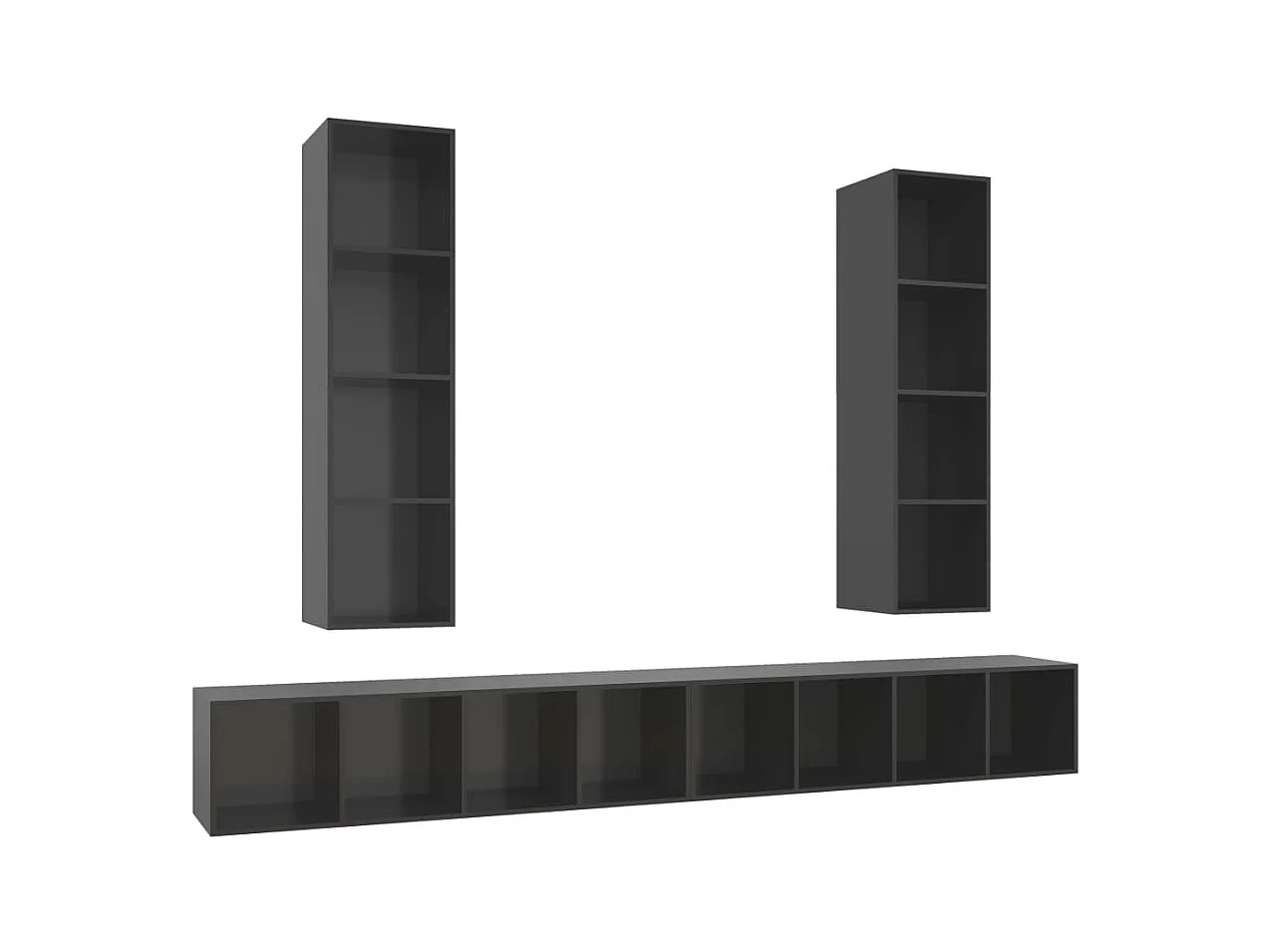 Grete Marie  Meubles TV muraux 4 pcs Gris brillant Bois d'ingénierie