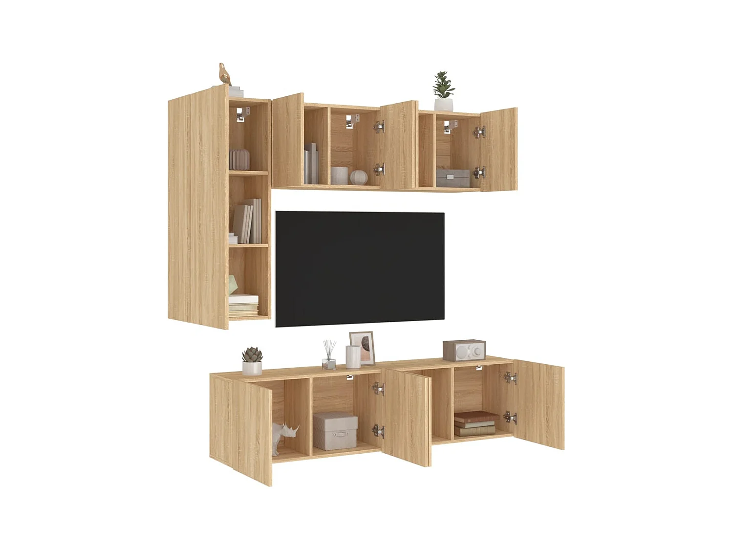 Xalindra  Muebles de TV de pared 5 pzas madera de ingeniería roble Sonoma