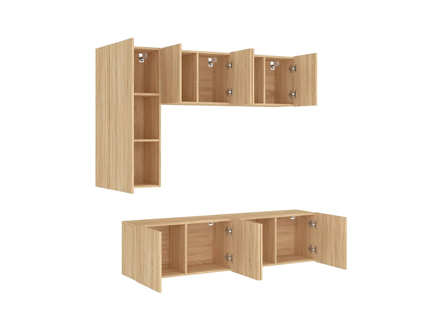 Xalindra  Muebles de TV de pared 5 pzas madera de ingeniería roble Sonoma