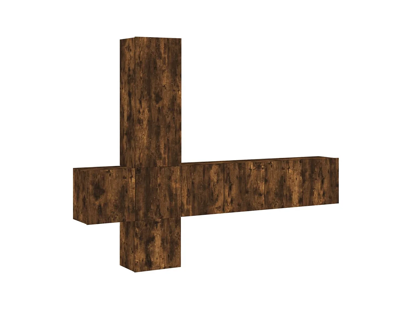 Burr Ridge  Unités murales TV 5 pcs chêne fumé bois d'ingénierie