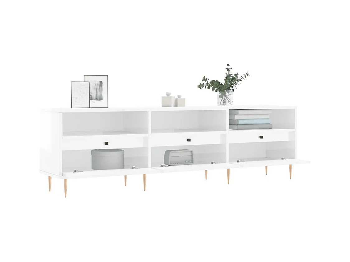 Galax  Tv-meubel 150x30x44,5 cm bewerkt hout hoogglans wit