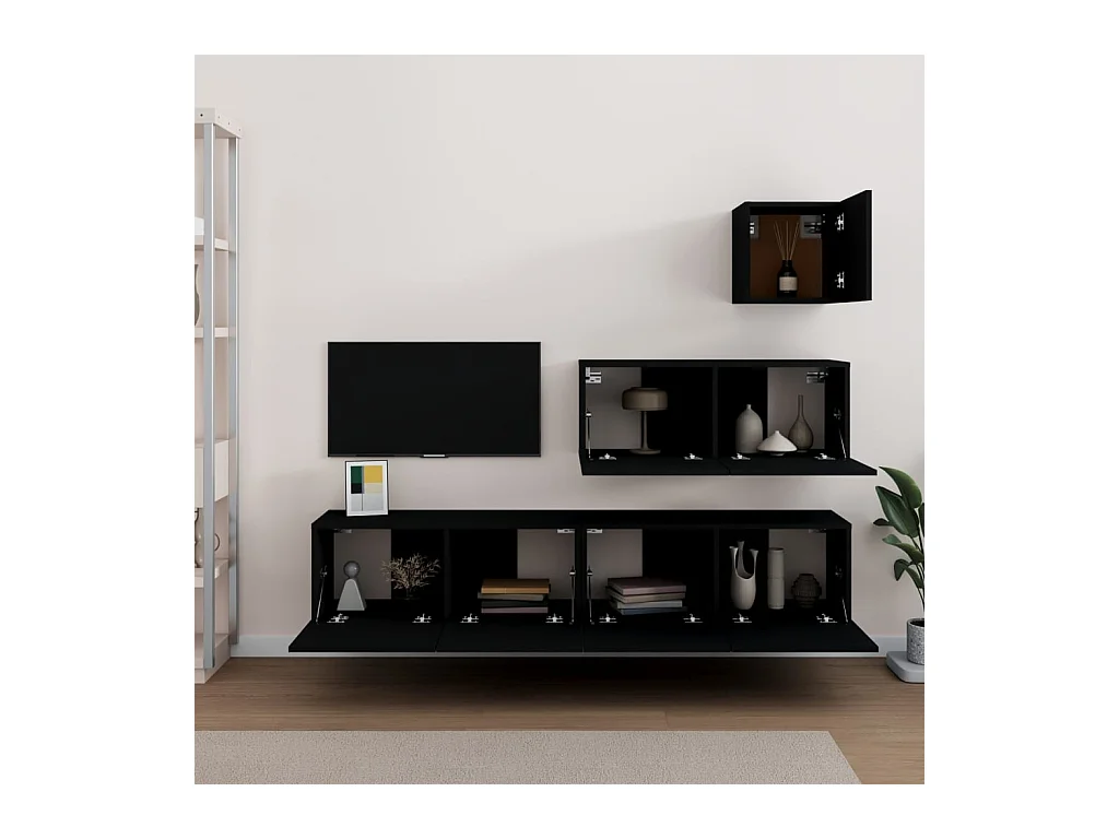 Jean-Louis  Ensemble de meubles TV 4 pcs Noir Bois d'ingénierie