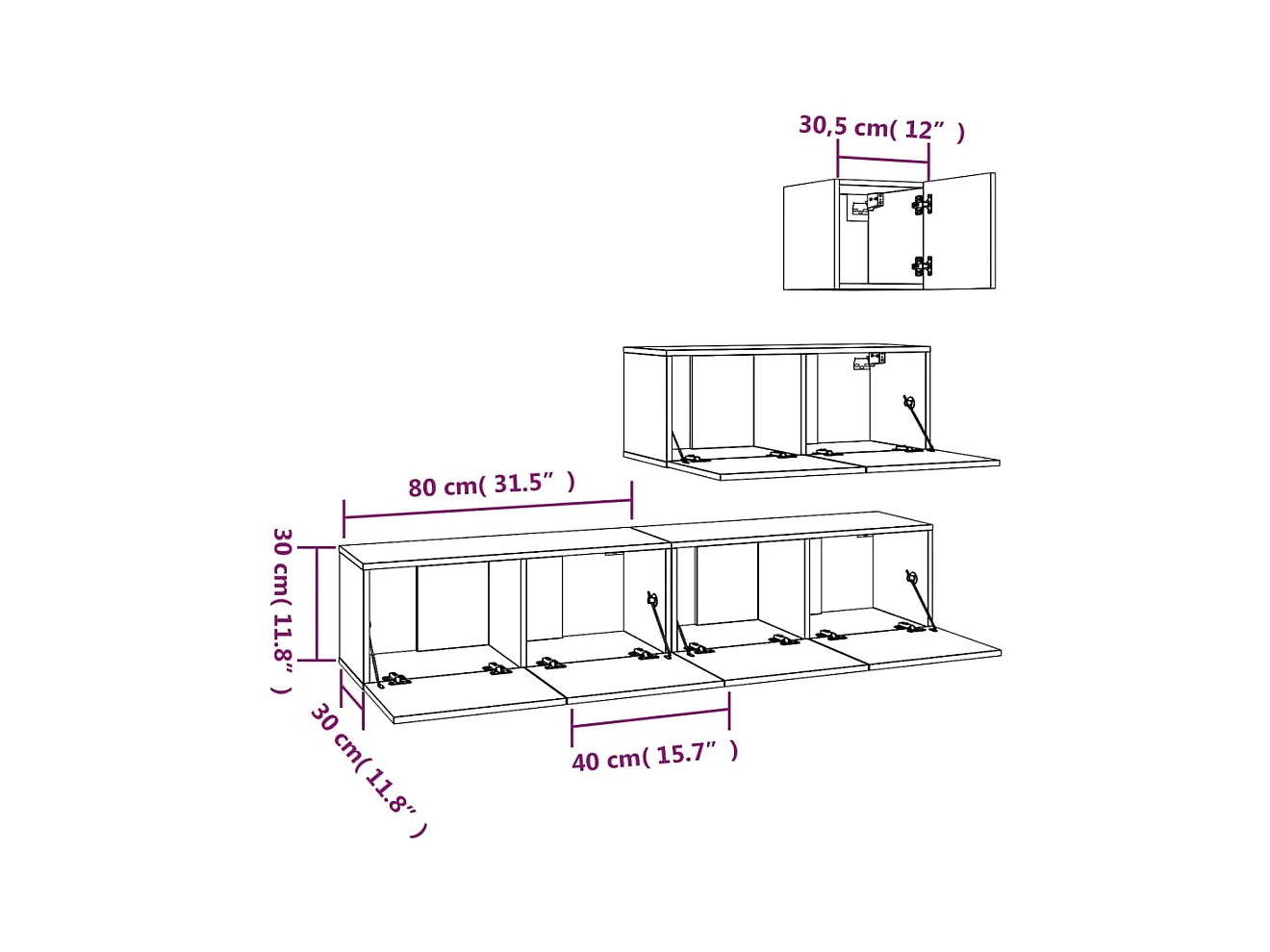 Jean-Louis  Set de muebles para TV 4 piezas madera contrachapada negro