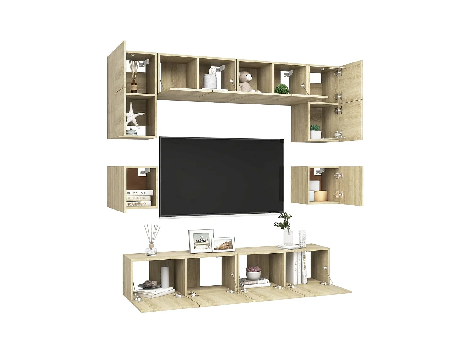 Niort  Ensemble de meuble TV 8 pcs Chêne sonoma Bois d'ingénierie