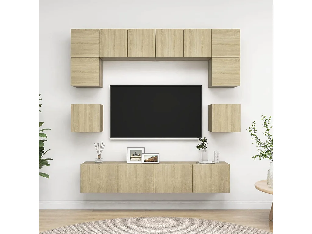 Niort  Ensemble de meuble TV 8 pcs Chêne sonoma Bois d'ingénierie
