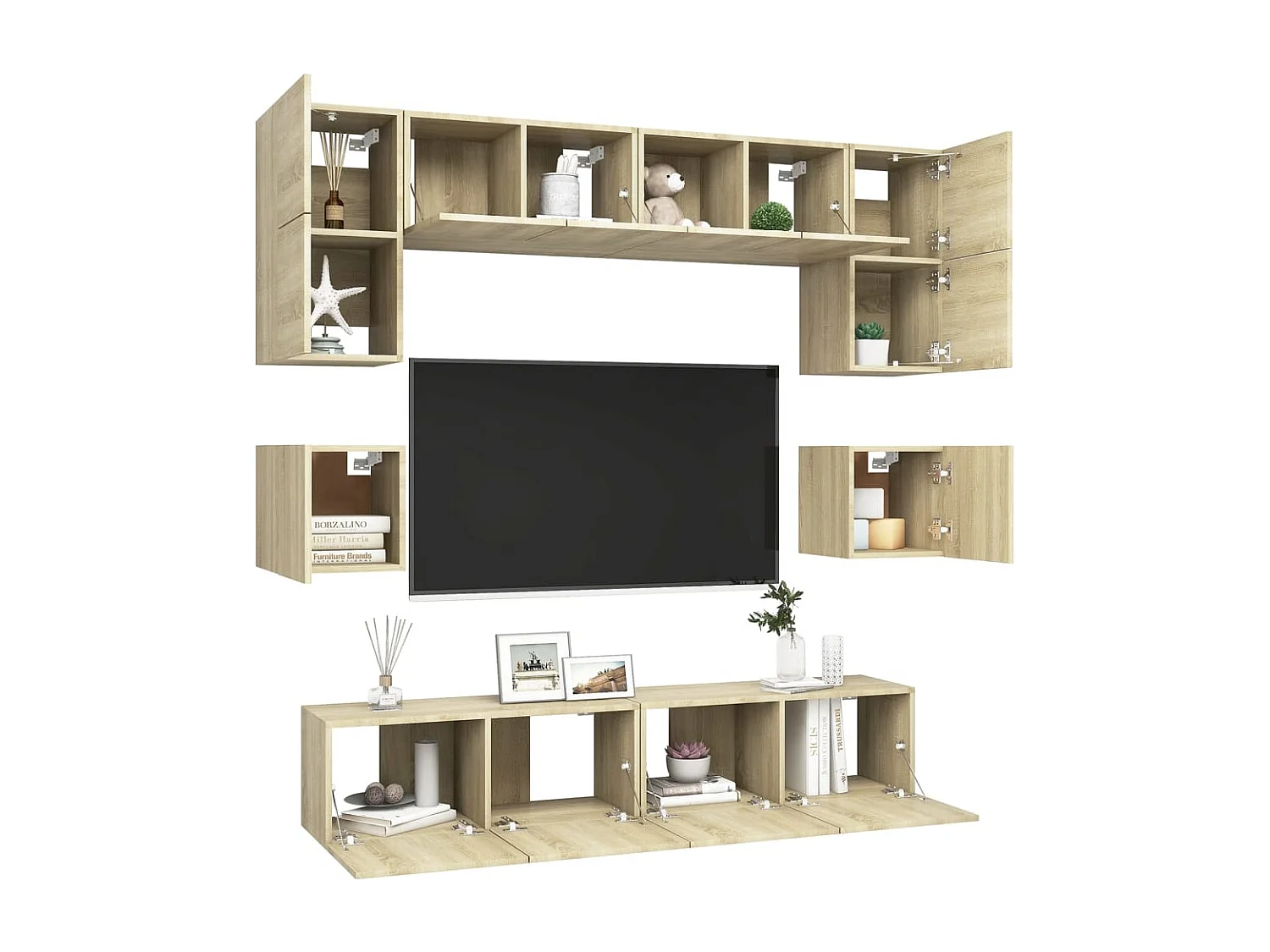 Niort  Ensemble de meuble TV 8 pcs Chêne sonoma Bois d'ingénierie