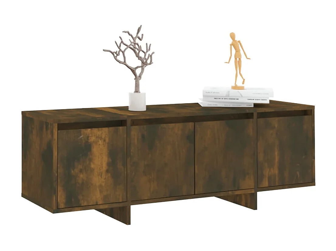 Qirin  Meuble TV chêne fumé 120x30x40,5 cm bois d'ingénierie