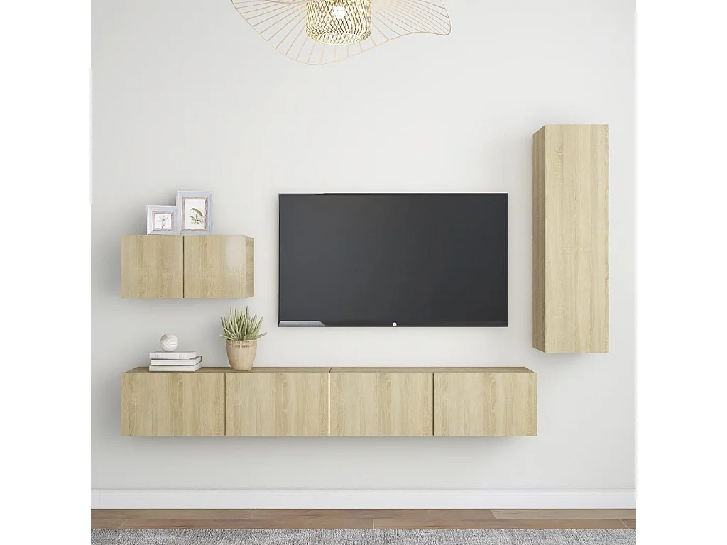 Ann Arbor  Ensemble de meubles TV 4 pcs Chêne sonoma Bois d'ingénierie