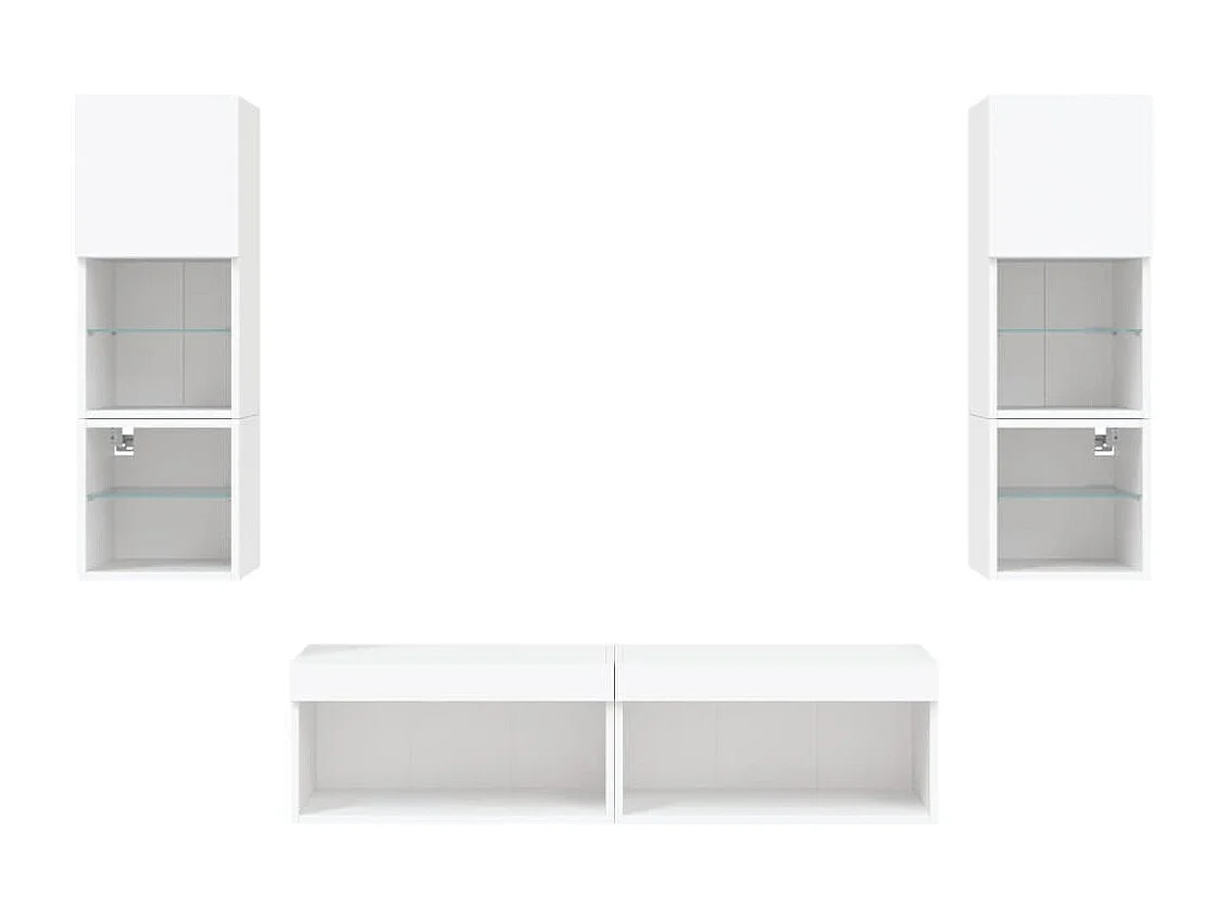 Volar  Unités murales TV avec LED 6 pcs blanc bois d'ingénierie