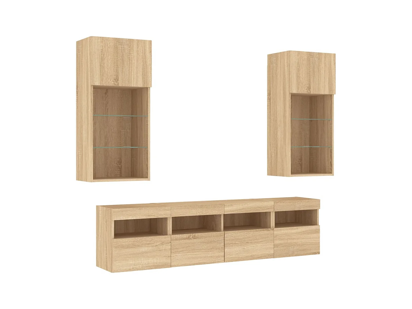 Xorlin  Unités murales TV avec LED 5 pcs chêne sonoma bois d'ingénierie