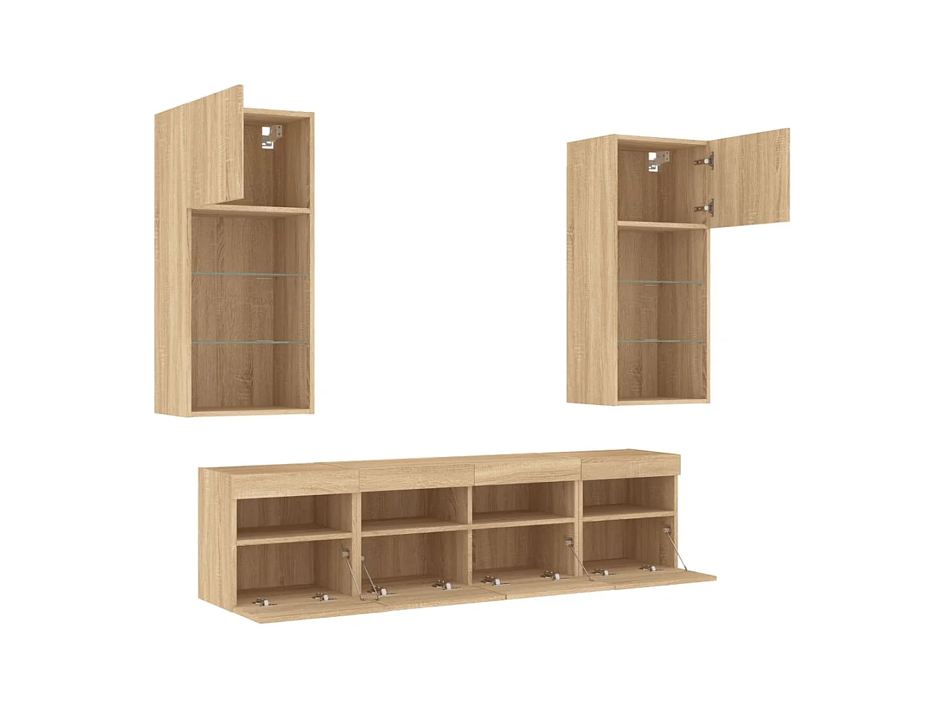 Xorlin  Unités murales TV avec LED 5 pcs chêne sonoma bois d'ingénierie