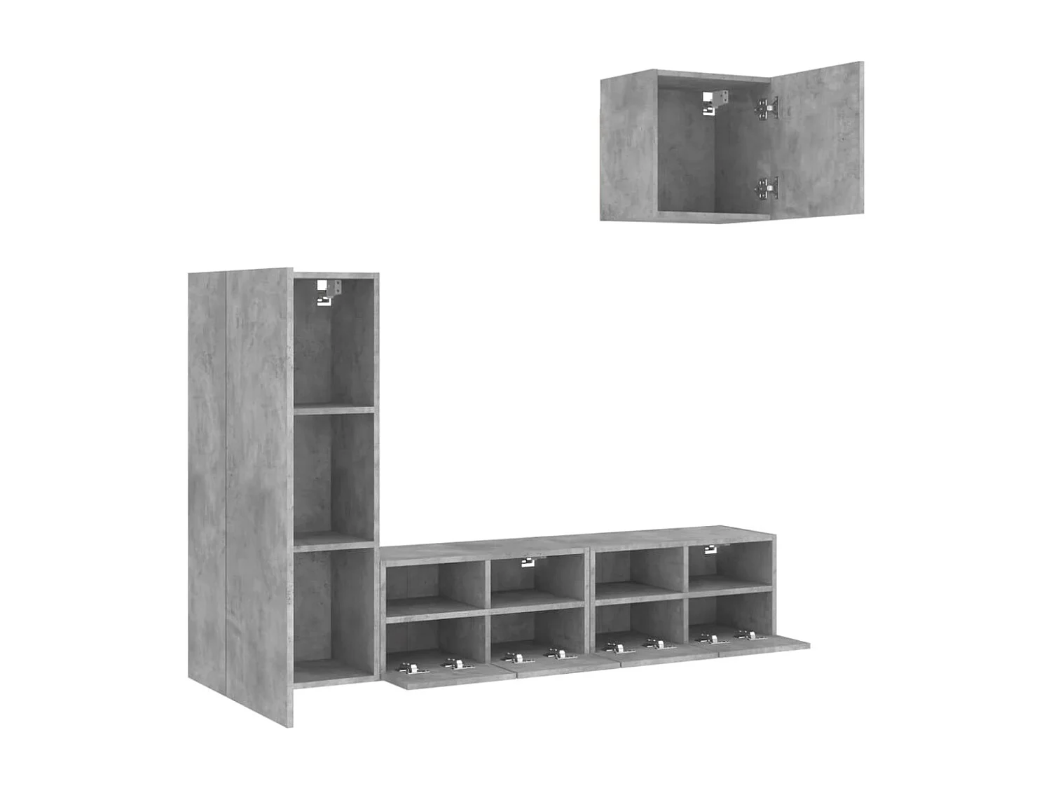 Brynir  Unités murales TV 4 pcs gris béton bois d'ingénierie