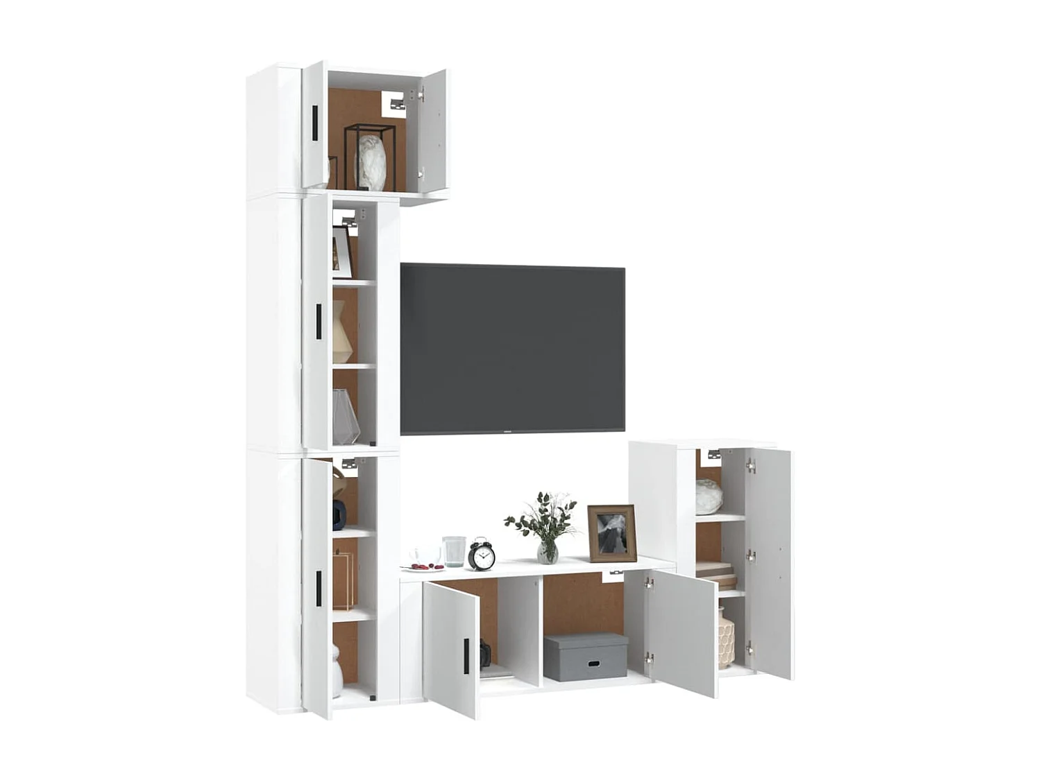 Qarn  Ensemble de meubles TV 5 pcs Blanc Bois d'ingénierie