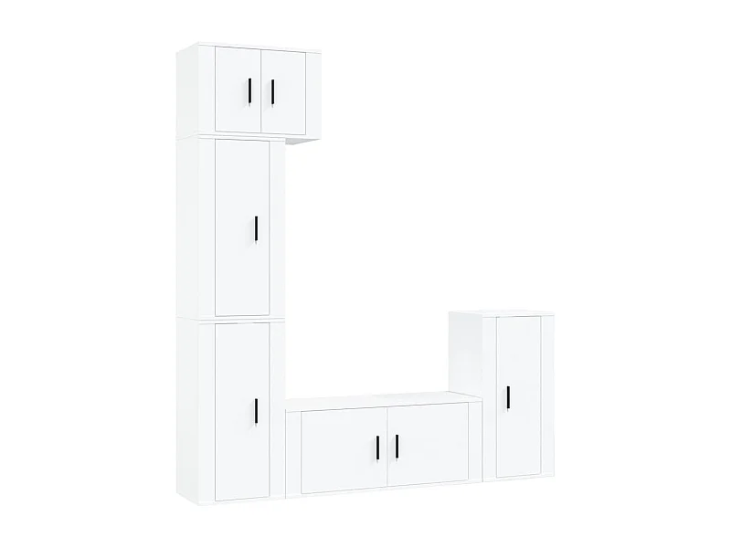 Qarn  Ensemble de meubles TV 5 pcs Blanc Bois d'ingénierie