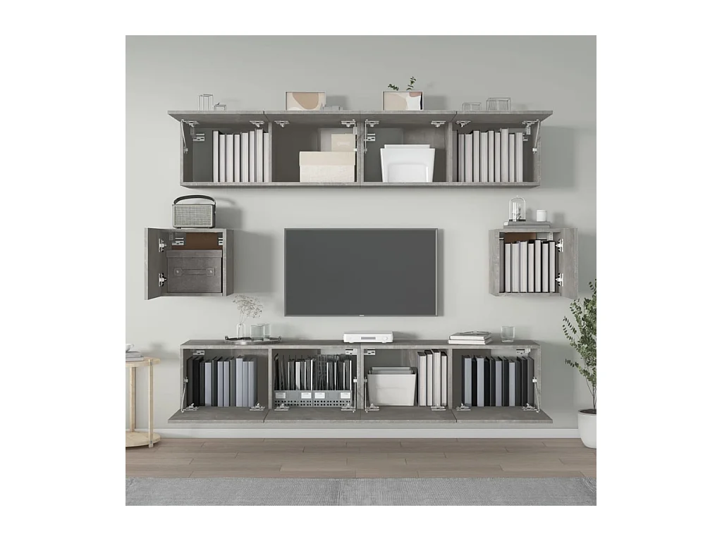 Hollola  Ensemble de meubles TV 6 pcs Gris béton Bois d'ingénierie