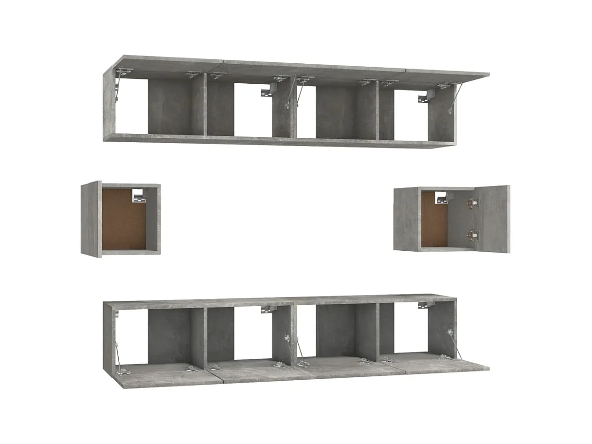 Hollola  Ensemble de meubles TV 6 pcs Gris béton Bois d'ingénierie