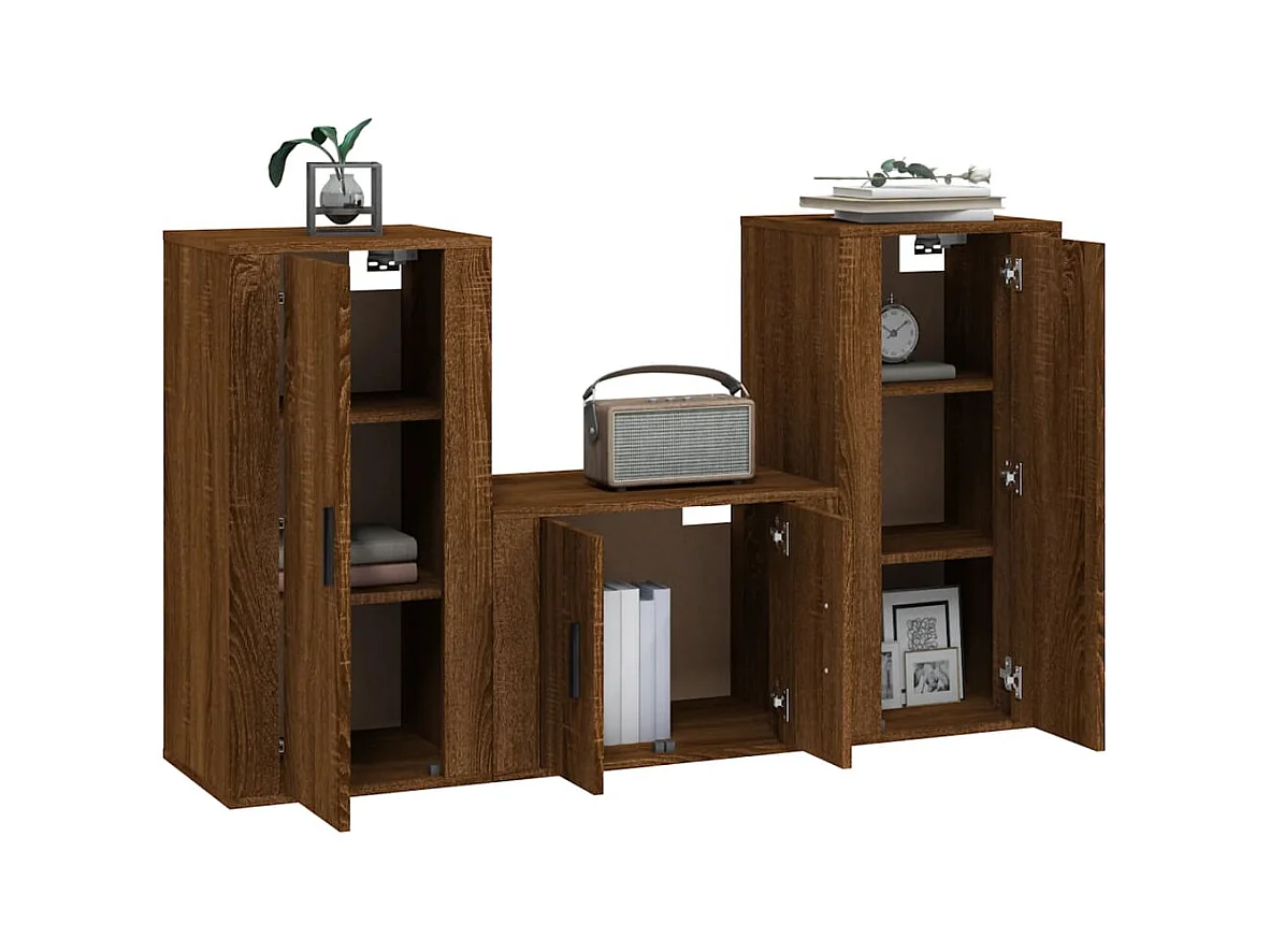 Farrell  Ensemble de meubles TV 3 pcs Chêne marron Bois d'ingénierie