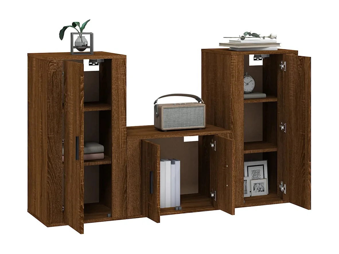 Farrell  Ensemble de meubles TV 3 pcs Chêne marron Bois d'ingénierie