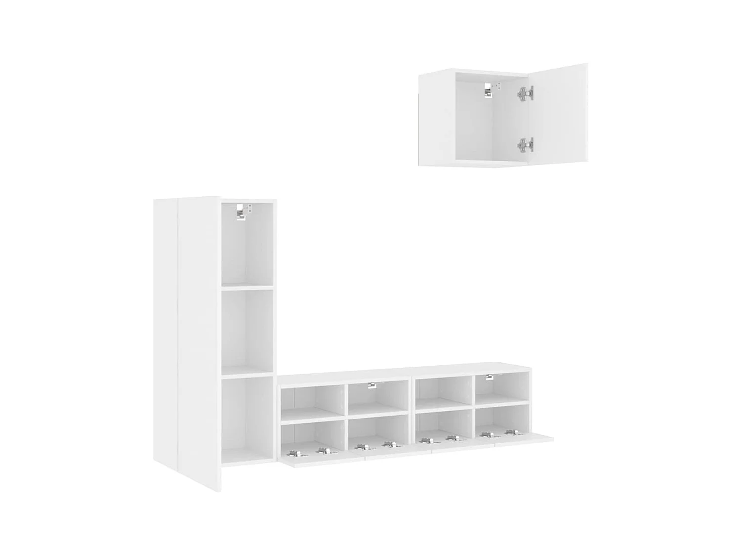Brynir  Unités murales TV 4 pcs blanc bois d'ingénierie