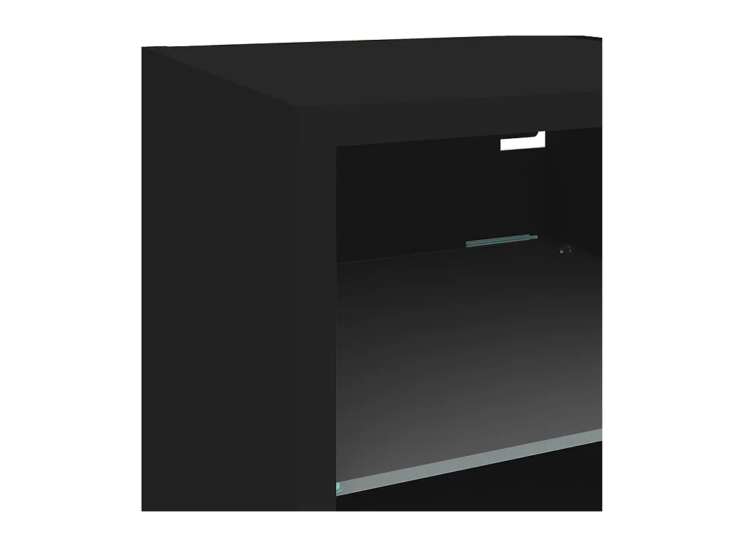 Coolgreany  Unités murales TV avec LED 7 pcs noir bois d'ingénierie