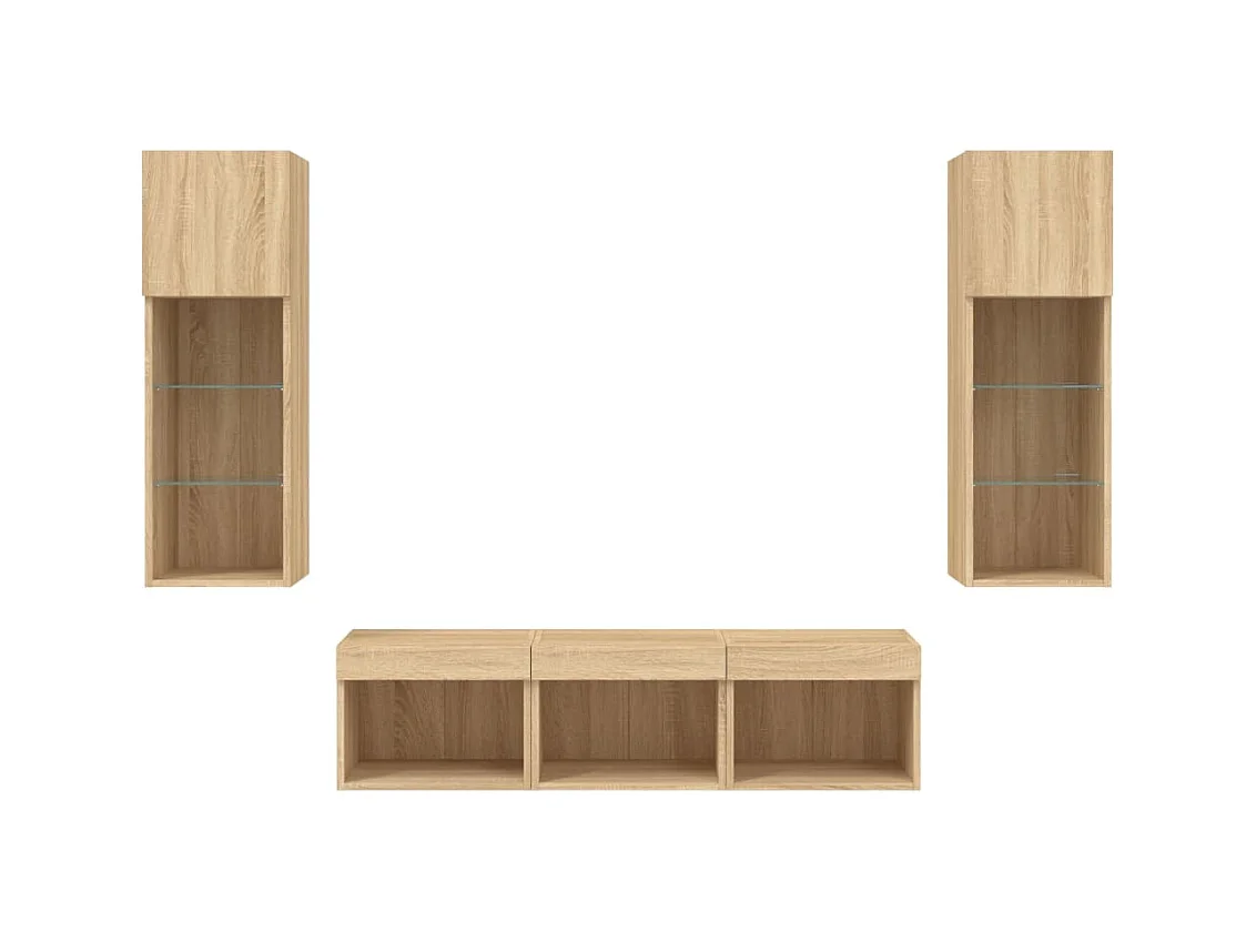 Relmar  Unités murales TV avec LED 5 pcs chêne sonoma bois d'ingénierie