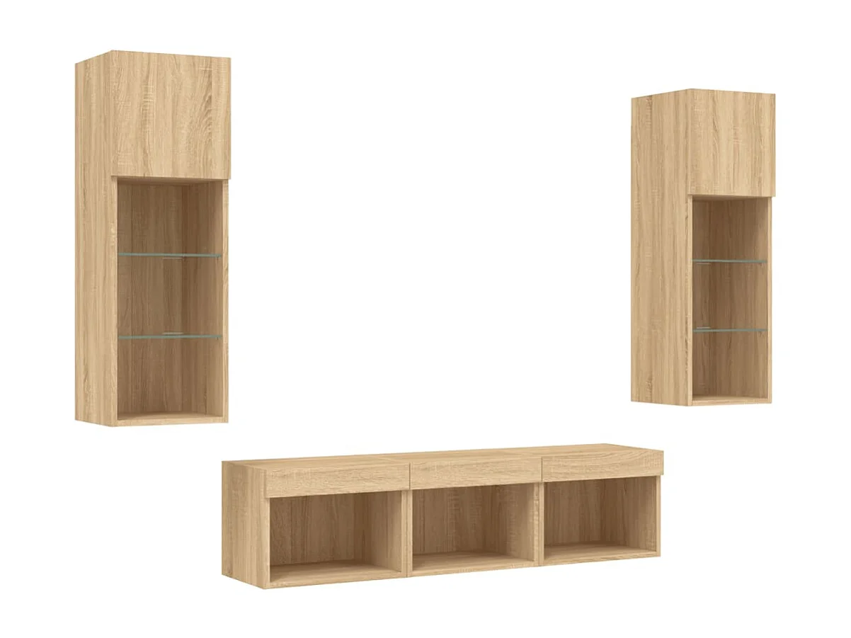 Relmar  Unités murales TV avec LED 5 pcs chêne sonoma bois d'ingénierie