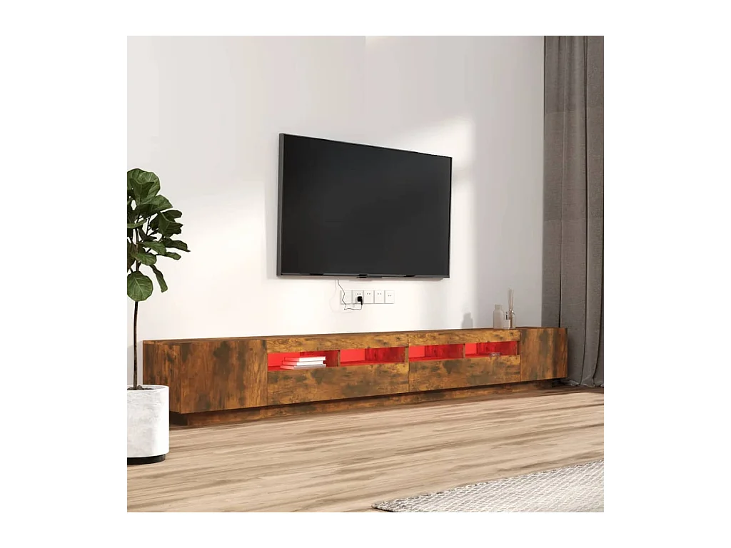 Pierre-Louis  Ensemble de meubles TV avec lumières LED 3 pcs Chêne fumé