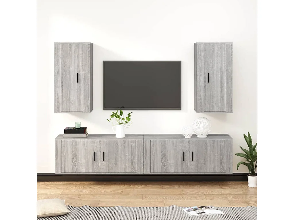 Yrill  Ensemble de meubles TV 4 pcs Sonoma gris Bois d'ingénierie