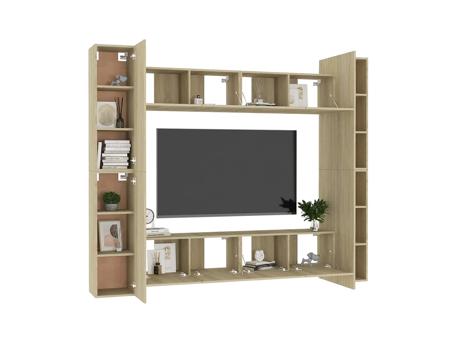 Jean  8-delige Tv-meubelset bewerkt hout sonoma eikenkleurig