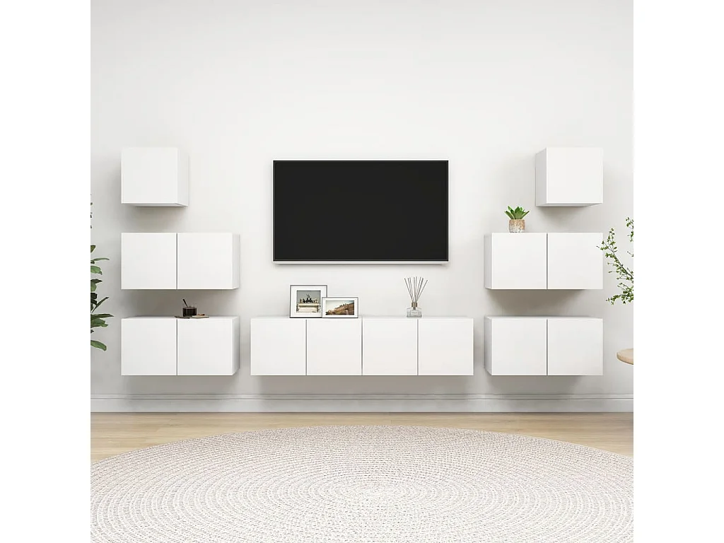 Vinton  Ensemble de meubles TV 8 pcs Blanc Bois d'ingénierie