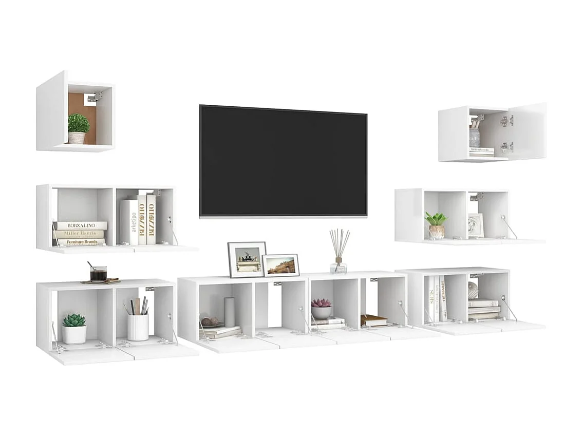 Vinton  Ensemble de meubles TV 8 pcs Blanc Bois d'ingénierie