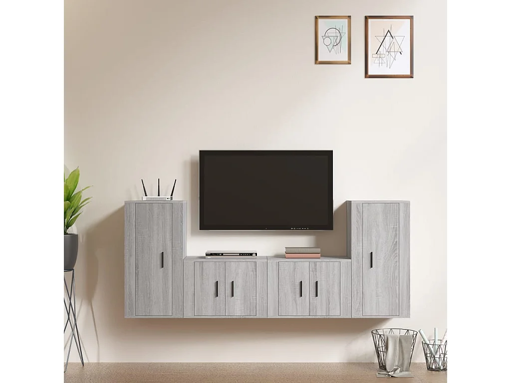 Marcus  Ensemble de meubles TV 4 pcs Sonoma gris Bois d'ingénierie