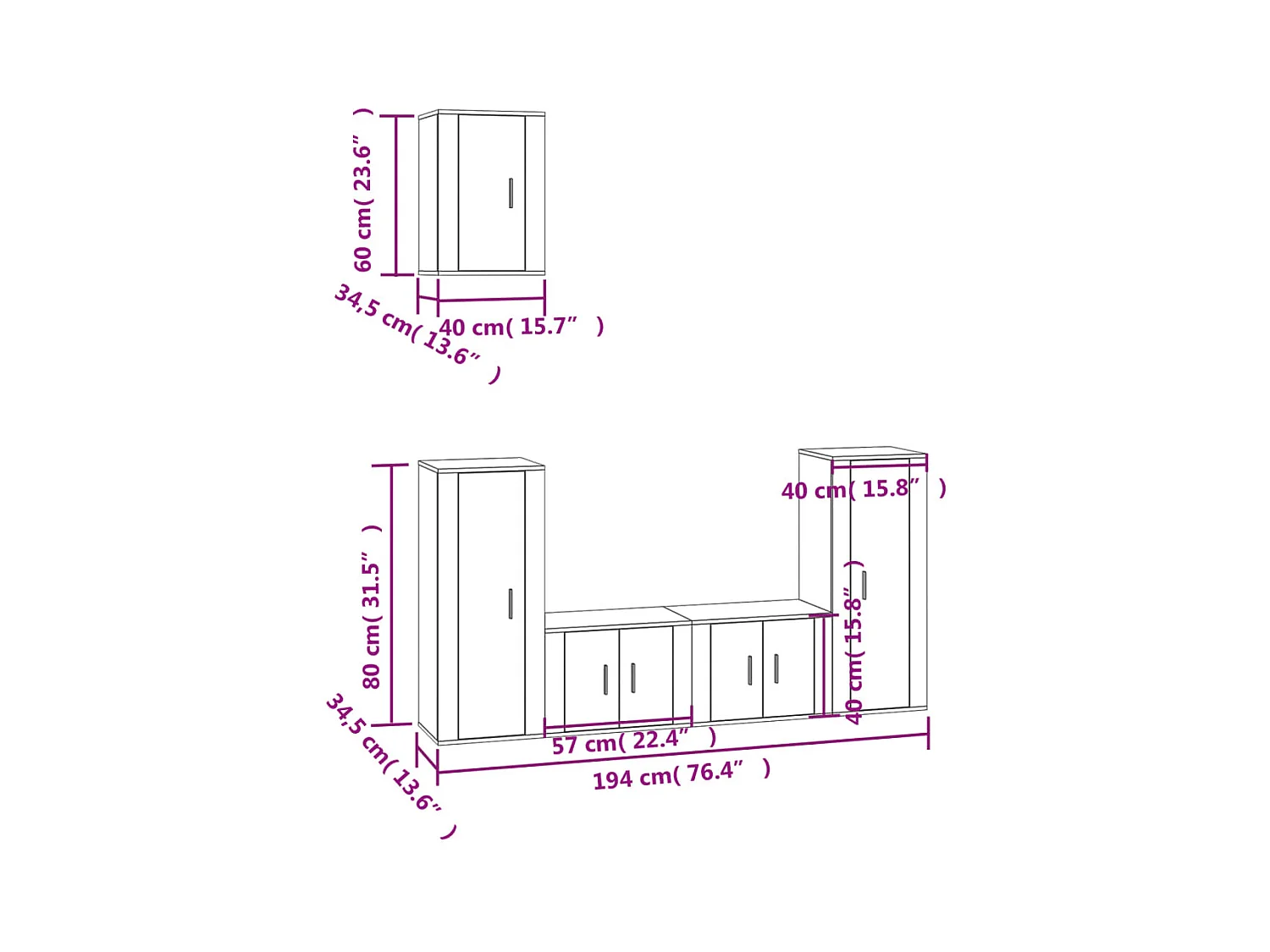 Ingrid Helene  Ensemble de meubles TV 5 pcs Chêne marron Bois d'ingénierie