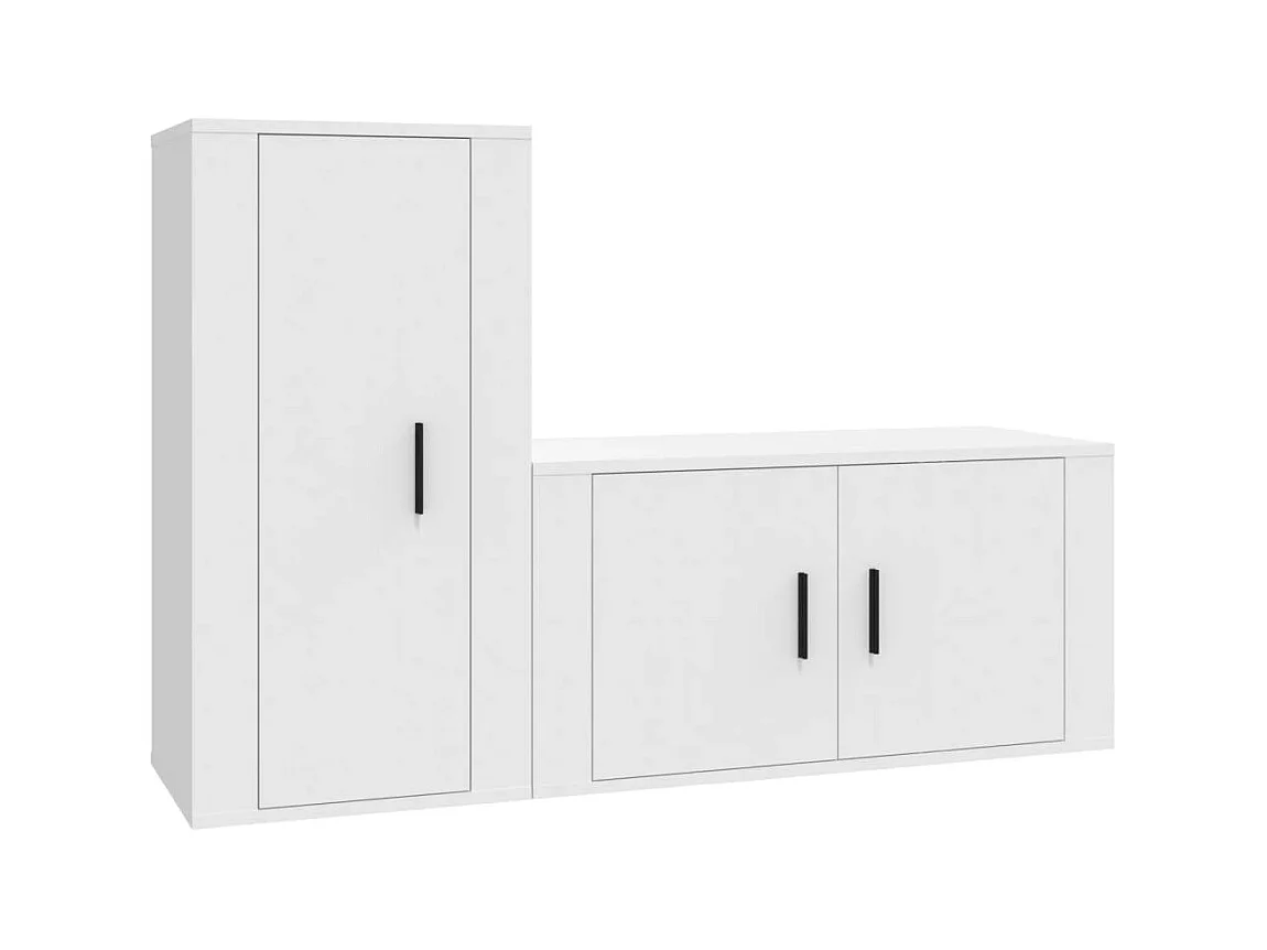 Adam  Ensemble de meubles TV 2 pcs Blanc Bois d'ingénierie