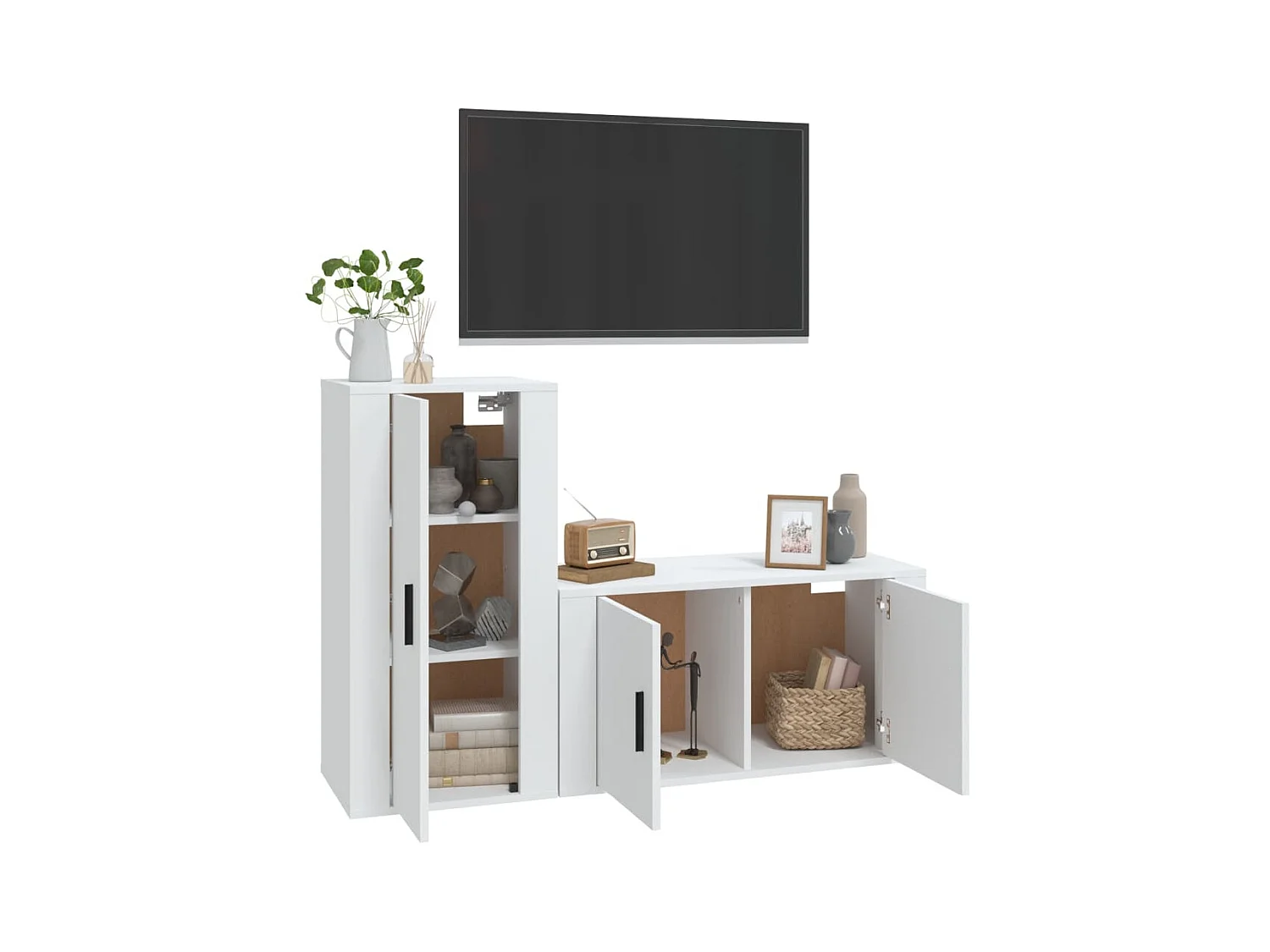 Adam  Ensemble de meubles TV 2 pcs Blanc Bois d'ingénierie