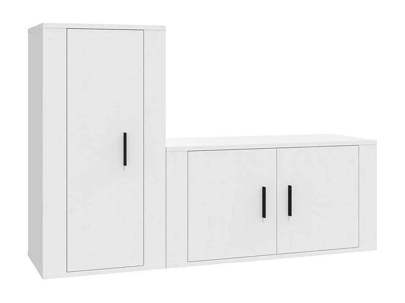Adam  Ensemble de meubles TV 2 pcs Blanc Bois d'ingénierie