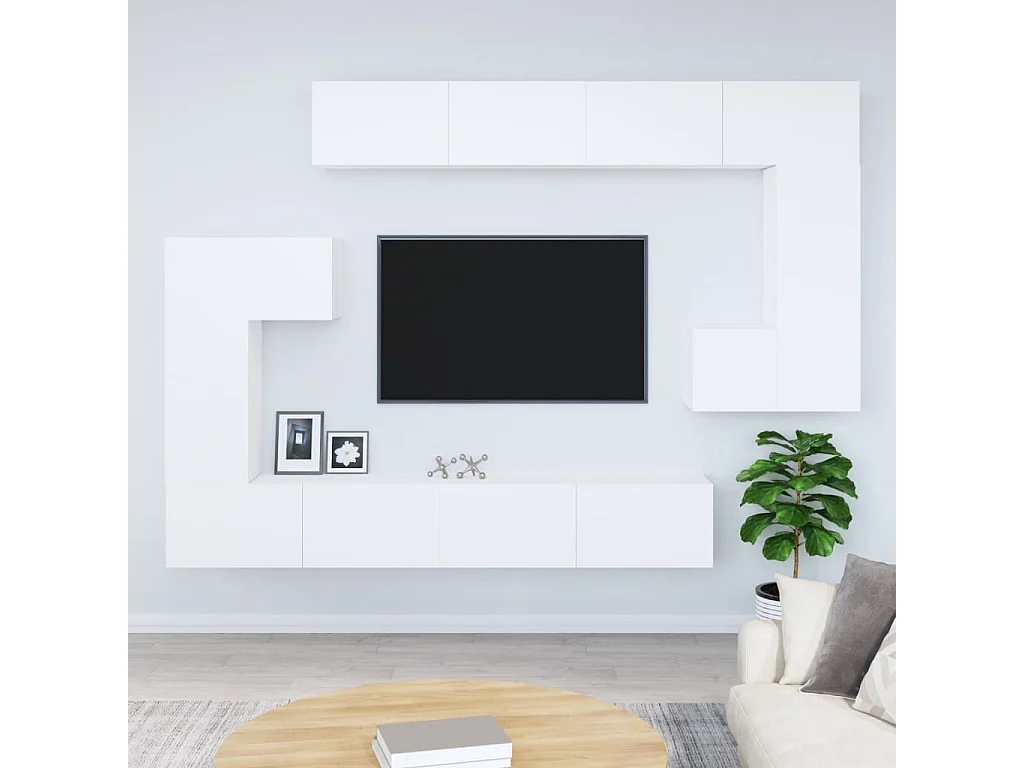 Cedvar  Meuble TV mural Blanc Bois d'ingénierie