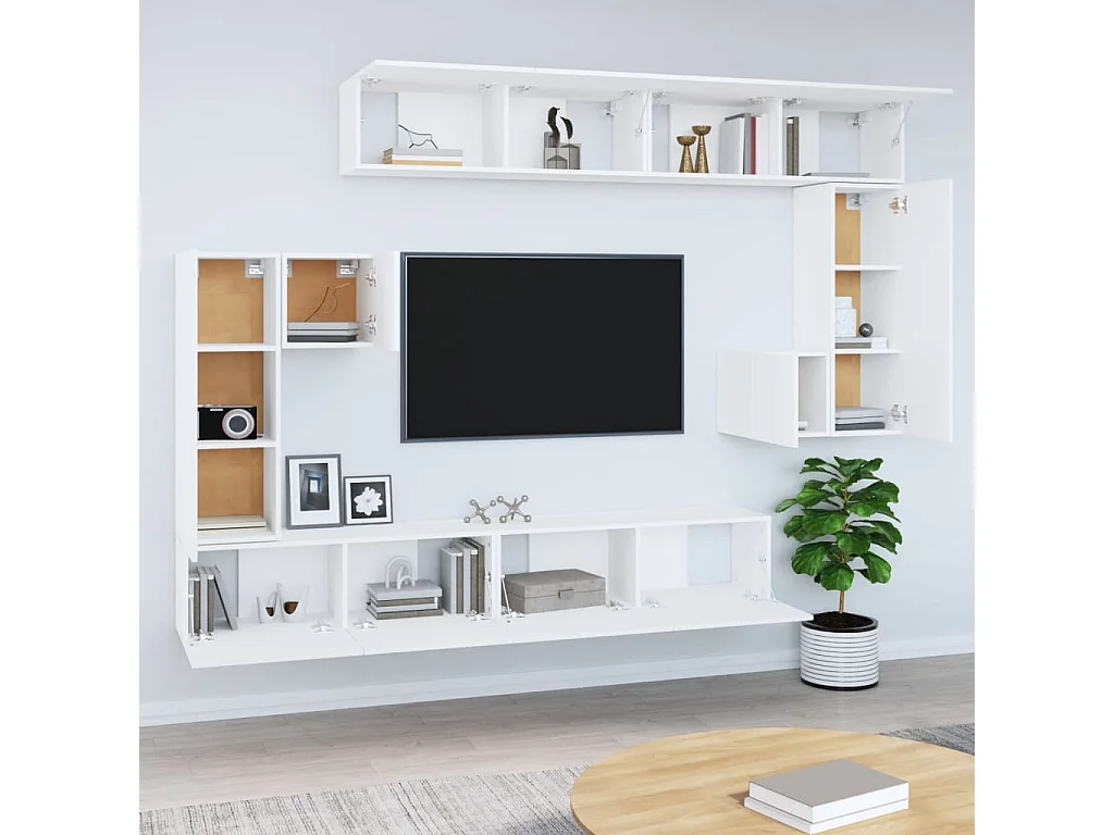 Cedvar  Meuble TV mural Blanc Bois d'ingénierie