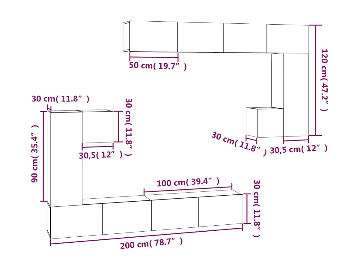 Cedvar  Meuble TV mural Blanc Bois d'ingénierie