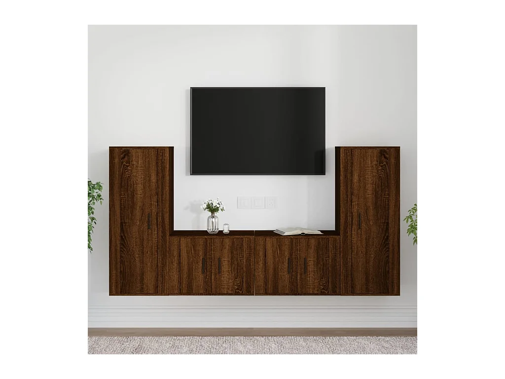 Calvin Dean  Ensemble de meubles TV 4 pcs Chêne marron Bois d'ingénierie