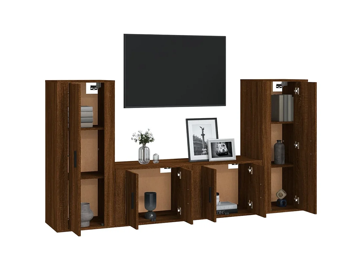 Calvin Dean  Ensemble de meubles TV 4 pcs Chêne marron Bois d'ingénierie