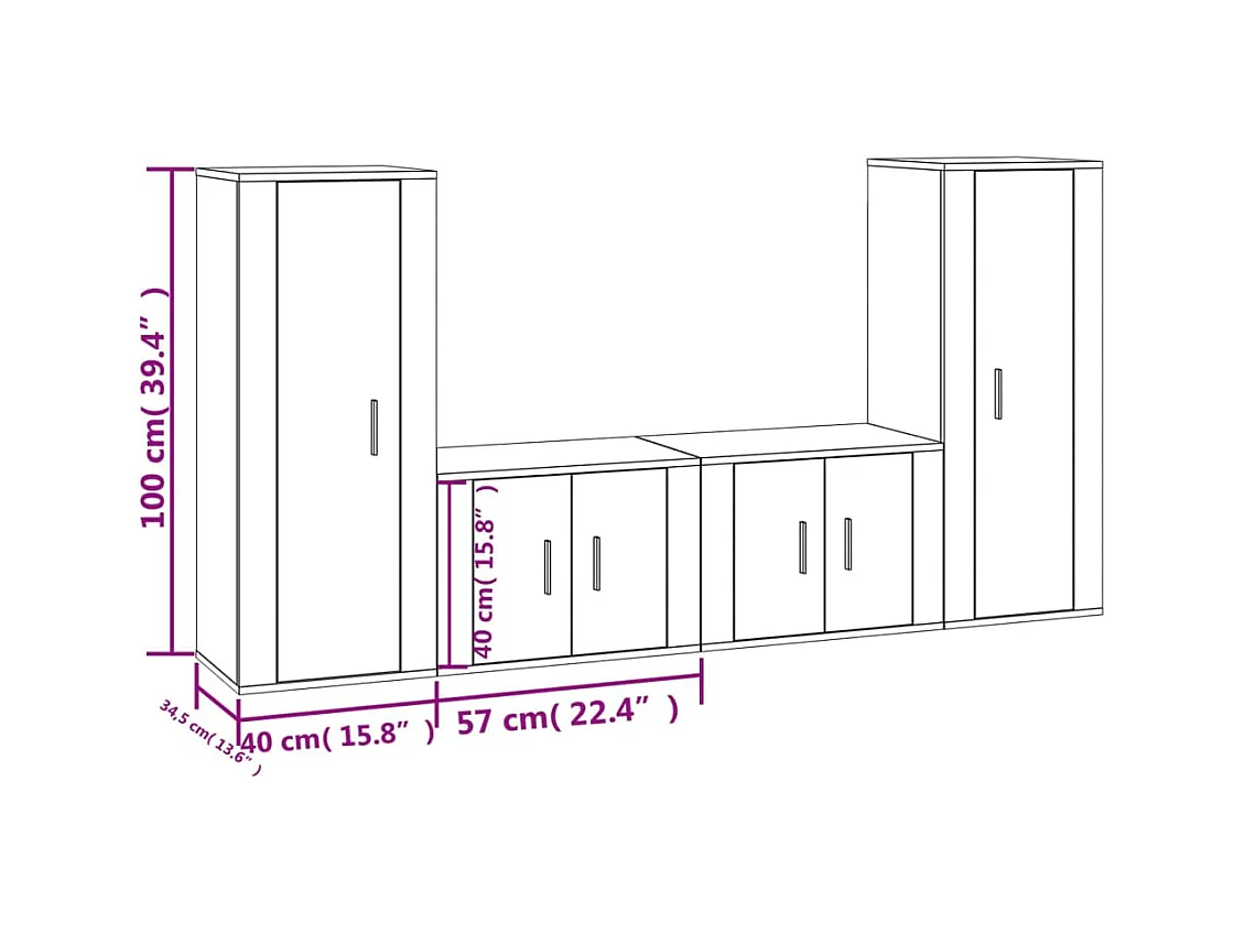 Calvin Dean  Ensemble de meubles TV 4 pcs Chêne marron Bois d'ingénierie