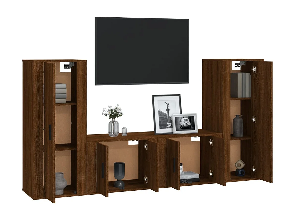 Calvin Dean  Ensemble de meubles TV 4 pcs Chêne marron Bois d'ingénierie