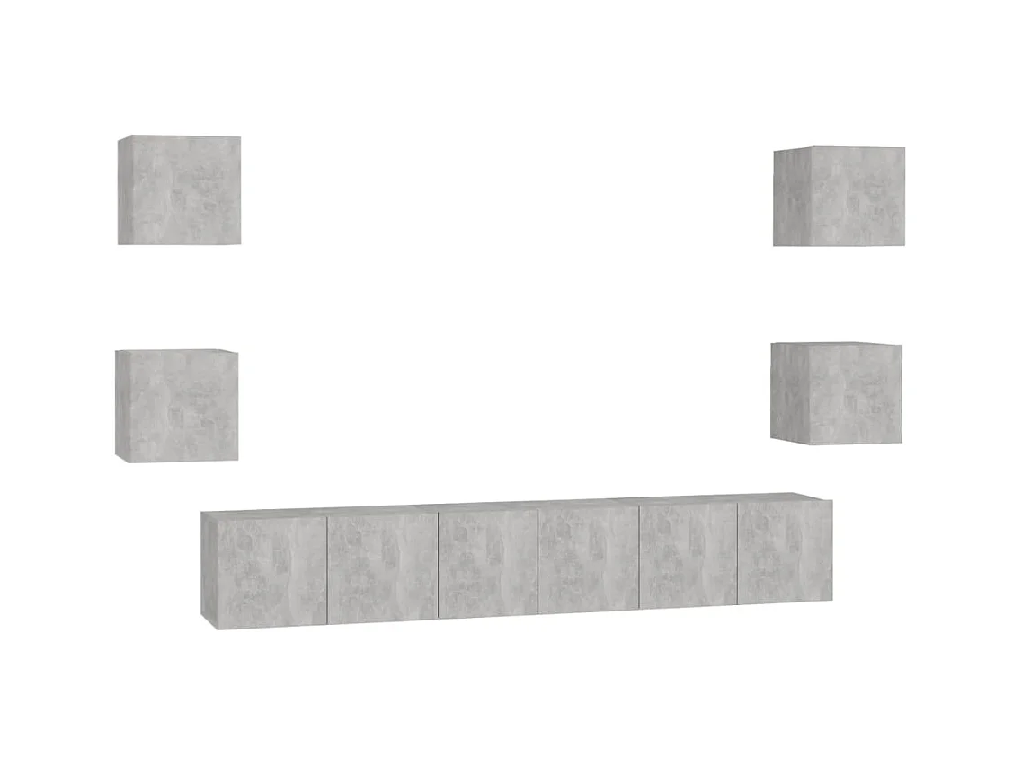 Iseline  7-delige Tv-meubelset bewerkt hout betongrijs