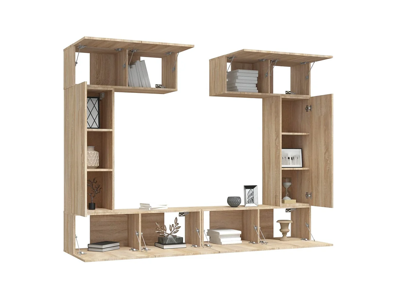 Nawal  Set de muebles para TV 6 pzas madera contrachapada roble sonoma